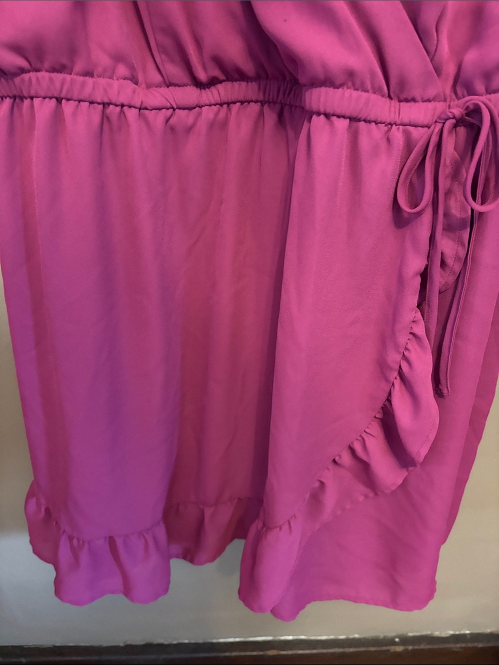 torrid Hot Pink Wrap Romper with Ruffle Detail - Picture 2 of 9